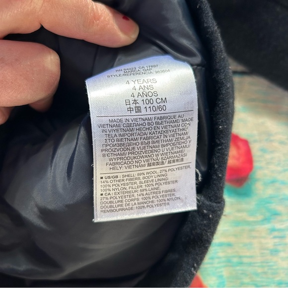 BABY GAP Boys Size 4 Dark Blue Pea Coat Wool Lapel collar, double-button front - Picture 8 of 10